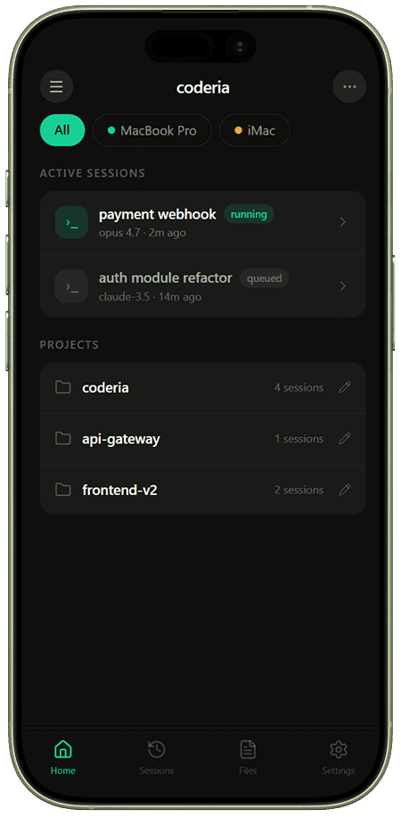 Zubvo iOS app — projects and active agent sessions